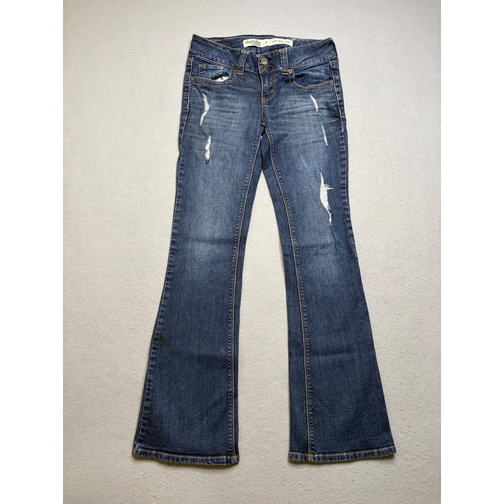 Charlotte Russe Jeans Womens 2 Low Rise Flare Distressed Vintage Y2K P2750NW
